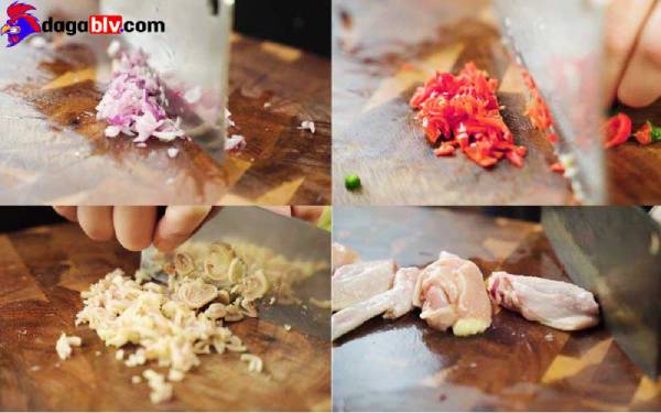 Các bước sơ chế nguyên liệu món gà sả